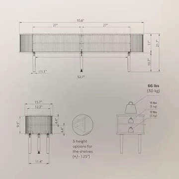 Stylish WERMO 71’’ Black TV Stand for 65-75 Inch TVs
