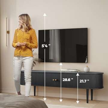 Stylish WERMO 71’’ Black TV Stand for 65-75 Inch TVs