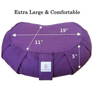 My Zen Lab Meditation Pillow Crescent Moon 19-Inch for Deep Relaxation