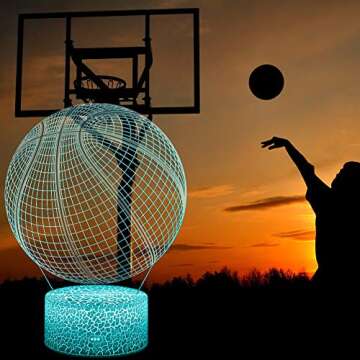 ZoyinGifts Basketball Night Light,3D Illusion Effect Lamp Light Remote Control RGB Colors&Dimmable B...