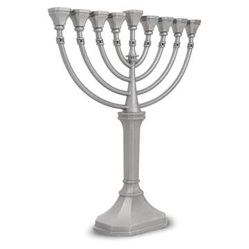 Traditional Classic Hanukkah Menorah - 9.5" Tall Graceful Style Candle Minorah Precision Die Cast No...