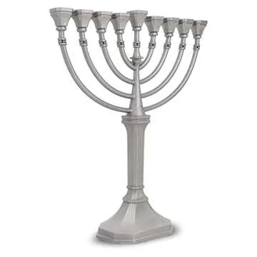 Traditional Classic Hanukkah Menorah - 9.5" Tall Graceful Style Candle Minorah Precision Die Cast No...