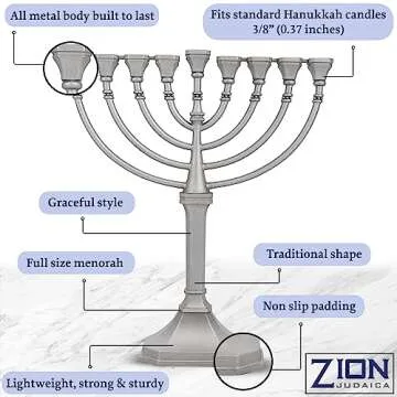 Elegant Non Tarnish Silver Satin Menorah for Hanukkah
