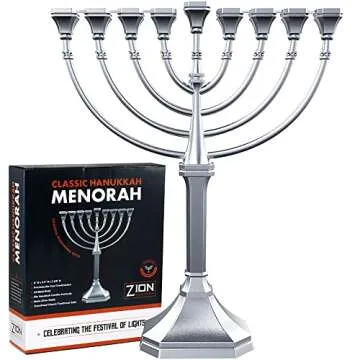 Elegant Non Tarnish Silver Satin Menorah for Hanukkah
