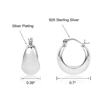 Stylish KISSPAT Chunky Silver Huggie Hoop Earrings