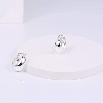 Stylish KISSPAT Chunky Silver Huggie Hoop Earrings