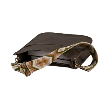 Pinafore Vegan Leather Crossbody Fashion Shoulder Bag with Adjustable Strap (Chocolate Brown)