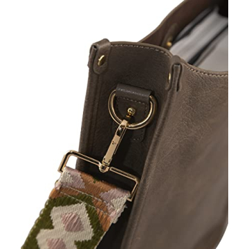 Pinafore Vegan Leather Crossbody Fashion Shoulder Bag with Adjustable Strap (Chocolate Brown)