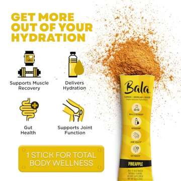 BALA Enzyme Hydration & Sugar-Free Electrolyte Drink Mix Powder - may contributes to overall wellness - Pineapple 0.25oz (8 Count)