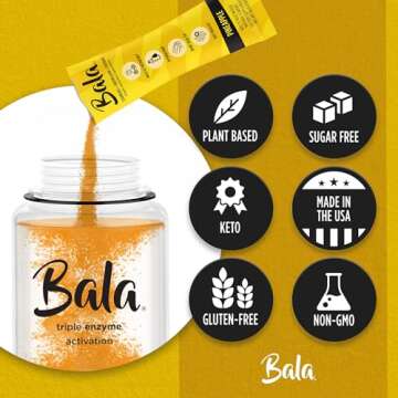 BALA Enzyme Hydration & Sugar-Free Electrolyte Drink Mix Powder - may contributes to overall wellness - Pineapple 0.25oz (8 Count)