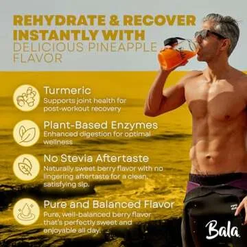 BALA Enzyme Hydration & Sugar-Free Electrolyte Drink Mix Powder - may contributes to overall wellness - Pineapple 0.25oz (8 Count)