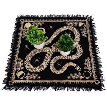 ASAV Tarot Altar Cloth Golden Snake Dragon Table Napkin Cloth Witchery Supplies Home Decor Wall Art Spiritual Witchcraft Square (24x24 Inches (61x61 Cm))