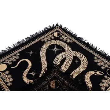 ASAV Tarot Altar Cloth Golden Snake Dragon Table Napkin Cloth Witchery Supplies Home Decor Wall Art Spiritual Witchcraft Square (24x24 Inches (61x61 Cm))
