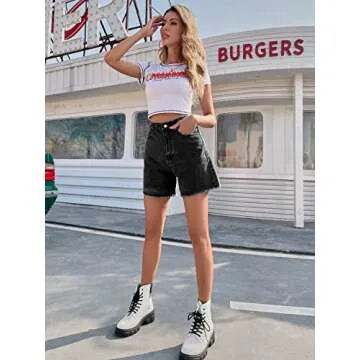 SweatyRocks Women's Stylish High Waist Denim Shorts with Pockets