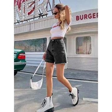 SweatyRocks Women's Stylish High Waist Denim Shorts with Pockets