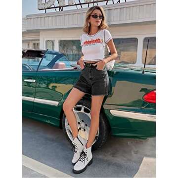 SweatyRocks Women's Stylish High Waist Denim Shorts with Pockets