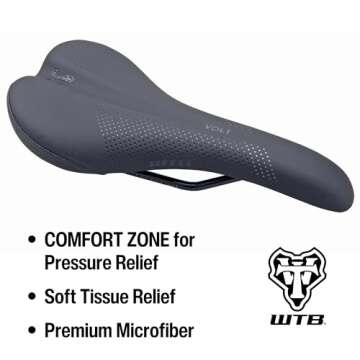 WTB Volt Bike Saddle - Comfortable Medium Thickness Padding, Contoured Shape with a Flex-Tuned Shell...