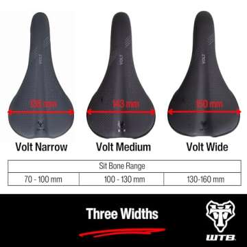 WTB Volt Bike Saddle - Comfortable Medium Thickness Padding, Contoured Shape with a Flex-Tuned Shell - Lightweight MTB Saddle for Optimal Support & Performance