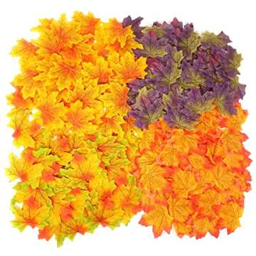 Honbay 200PCS 8cm/3.1inch Assorted Color Artificial Maple Leaves Fall Leaves for Weddings, Thanksgiv...