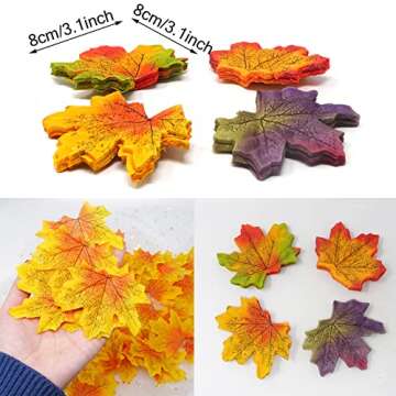 Honbay 200PCS 8cm/3.1inch Assorted Color Artificial Maple Leaves Fall Leaves for Weddings, Thanksgiving Day, Parties, Props, Crafts (C)
