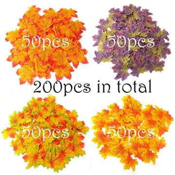 Honbay 200PCS 8cm/3.1inch Assorted Color Artificial Maple Leaves Fall Leaves for Weddings, Thanksgiving Day, Parties, Props, Crafts (C)