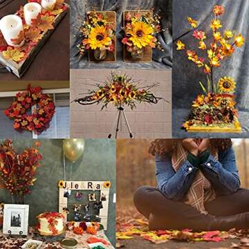 Honbay 200PCS 8cm/3.1inch Assorted Color Artificial Maple Leaves Fall Leaves for Weddings, Thanksgiving Day, Parties, Props, Crafts (C)