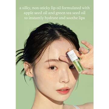 NOONI Vegan Appleseed Lip Oil - Appletea | Long-Lasting, Moisturizing, Plumping, Revitalizing for Dr...