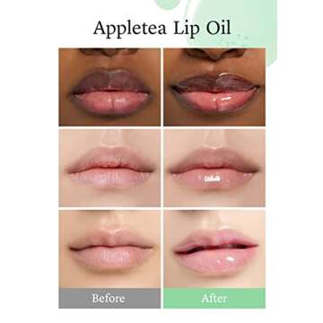 NOONI Vegan Appleseed Lip Oil - Appletea | Long-Lasting, Moisturizing, Plumping, Revitalizing for Dry Lips, Waterproof, No Peel Off, Korean Tint, Hydrating, Nourishing Crystal Clear, 0.12 FL Oz
