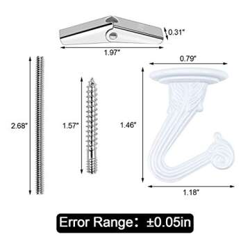 MENOLY Ceiling Hooks, 8 Packs Ceiling Hooks for Hanging Plants, Heavy Duty Swag Hook with Hardware I...