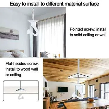 MENOLY Ceiling Hooks, 8 Packs Ceiling Hooks for Hanging Plants, Heavy Duty Swag Hook with Hardware Including Screws and Toggle Wings for Ceiling Installation Wall Fixing (White)