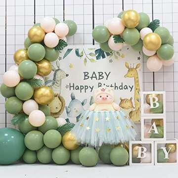 RUBFAC 129pcs Sage Green Balloons Latex Balloons Different Sizes 18 12 10 5 Inch Olive Green Party Balloon Kit for Birthday Party Graduation Baby Shower Wedding Safari Jungle Balloon Decoration