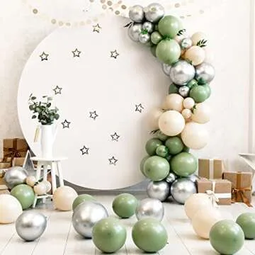 RUBFAC 129pcs Sage Green Balloons Latex Balloons Different Sizes 18 12 10 5 Inch Olive Green Party Balloon Kit for Birthday Party Graduation Baby Shower Wedding Safari Jungle Balloon Decoration