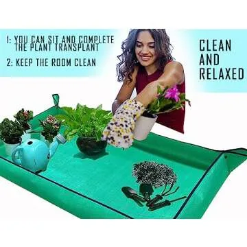 BIUWING Extra Large Plant Repotting Mat,Thickened Waterproof for Indoor Plant Transplanting and Mess Control,Foldable Succulent Portable Gardening Mat (43'*30',Green)