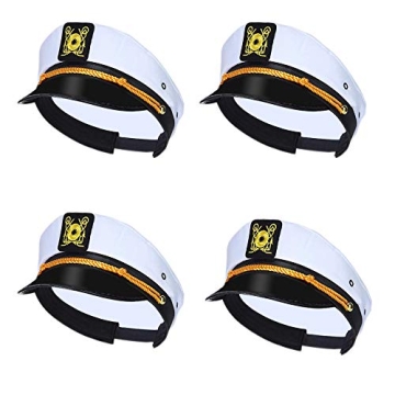 Dodowin Yacht Captain Hat 4-Pack for Men & Women - Adjustable & Stylish Party Accessory
