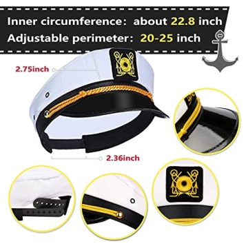 Dodowin Adjustable Yacht Captain Hat Pack for Parties