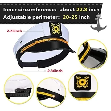 Dodowin Adjustable Yacht Captain Hat Pack for Parties