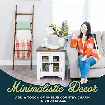 Blanket Ladder for Living Room and Bedroom, 6-Tier Wall Leaning Laminate Snag Free Construction (Brown) Rustic Decorative Farmhouse Blanket Storage, Quilt Rack, Ladder Shelf, Easy Assembly