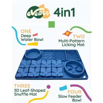 Evenco Slow Feeder Bowl, Silicone Lick Mat with Suction Cups for Dog Cat, Snuffle Mat for Pet Smell ...