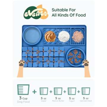 Evenco Slow Feeder Bowl, Silicone Lick Mat with Suction Cups for Dog Cat, Snuffle Mat for Pet Smell Training, Puzzle Toys for Bored Puppy, Interactive Sniff Mat for Slow Eating and Keep Busy, Blue