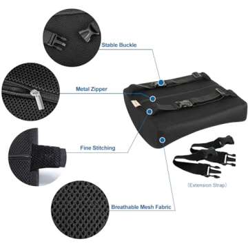 LOVEHOME Lumbar Pillow for Chair and Car, Back Support for Office, Memory Foam Cushion with Mesh Cover - Black