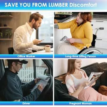 LOVEHOME Lumbar Pillow for Chair and Car, Back Support for Office, Memory Foam Cushion with Mesh Cover - Black