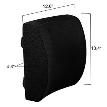 LOVEHOME Lumbar Pillow for Chair and Car, Back Support for Office, Memory Foam Cushion with Mesh Cover - Black