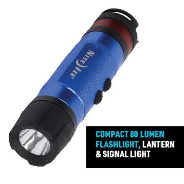 Nite Ize Radiant 3-in-1 LED Mini Flashlight - Versatile Flashlight with 80 Lumen Light - Use as Safety Light, Flashlight, or Mini Lantern - Blue