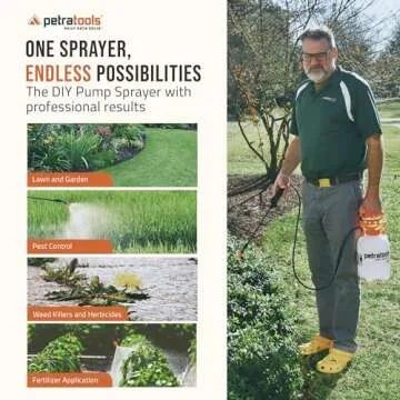 Petratools 1 Gallon Pump Sprayer – HD101 Garden Sprayer for Weeds, Lawn Care & Pesticides – 52” Long Hose, 2 Nozzles & Easy Carry Handle – Durable & Lightweight