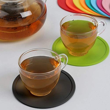 MIZORLIE 4" Colorful Non Slip Silicone Coasters Set