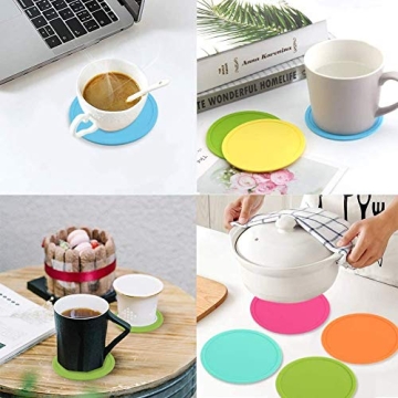 MIZORLIE 4" Colorful Non Slip Silicone Coasters Set