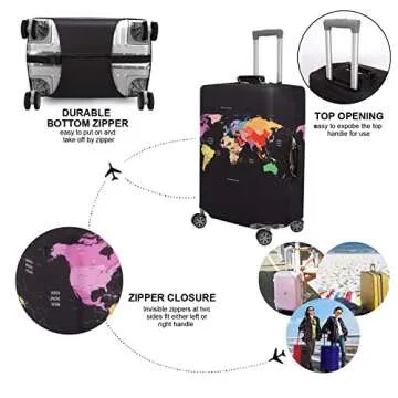 MosaiRudo Elastic Luggage Cover World Map Design 18-32inch
