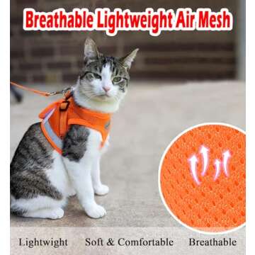 Cat Harnesses and Puppy Harness with Leashes Set, Escape Proof Cat Harness, Adjustable Reflective So...