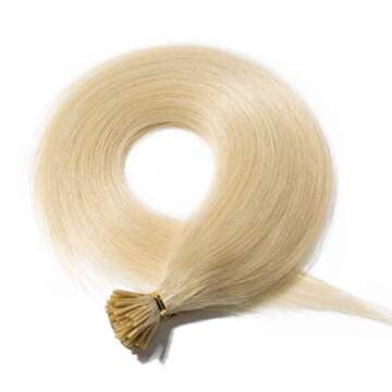 SEGO Pre Bonded Keratin Stick/I Tip Remy Human Hair Extension Cold Fusion Hair Piece for Women Smooth Straight 100 Strands/pack #60 Platinum Blonde 18 inches 50g