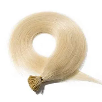 SEGO Pre Bonded Keratin Stick/I Tip Remy Human Hair Extension Cold Fusion Hair Piece for Women Smooth Straight 100 Strands/pack #60 Platinum Blonde 18 inches 50g
